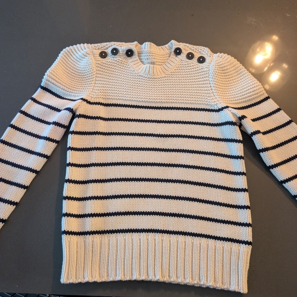 Striped Cream and Black Sweater